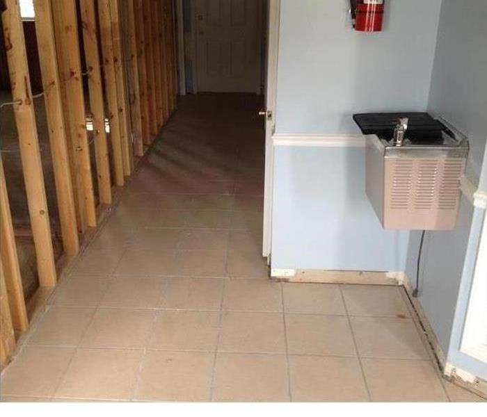 clean hallway with walls removed