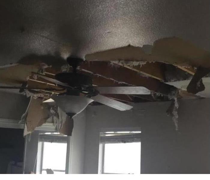 water damaged fallen ceiling
