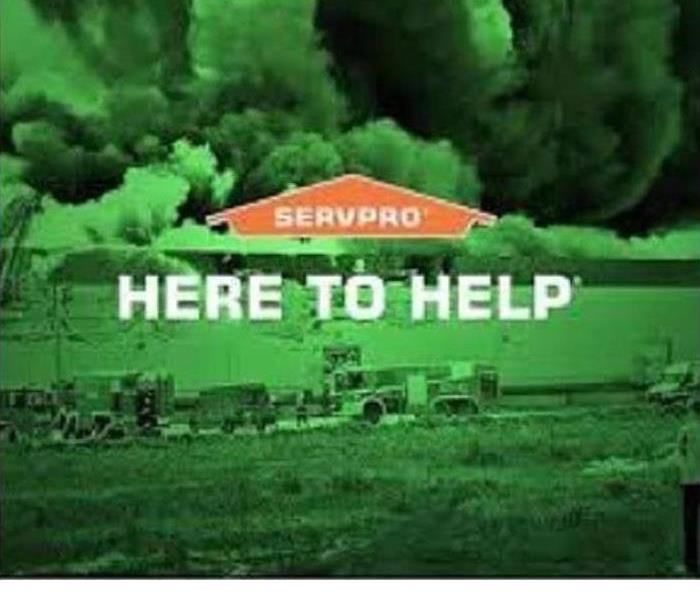 SERVPRO logo with here to help graphics